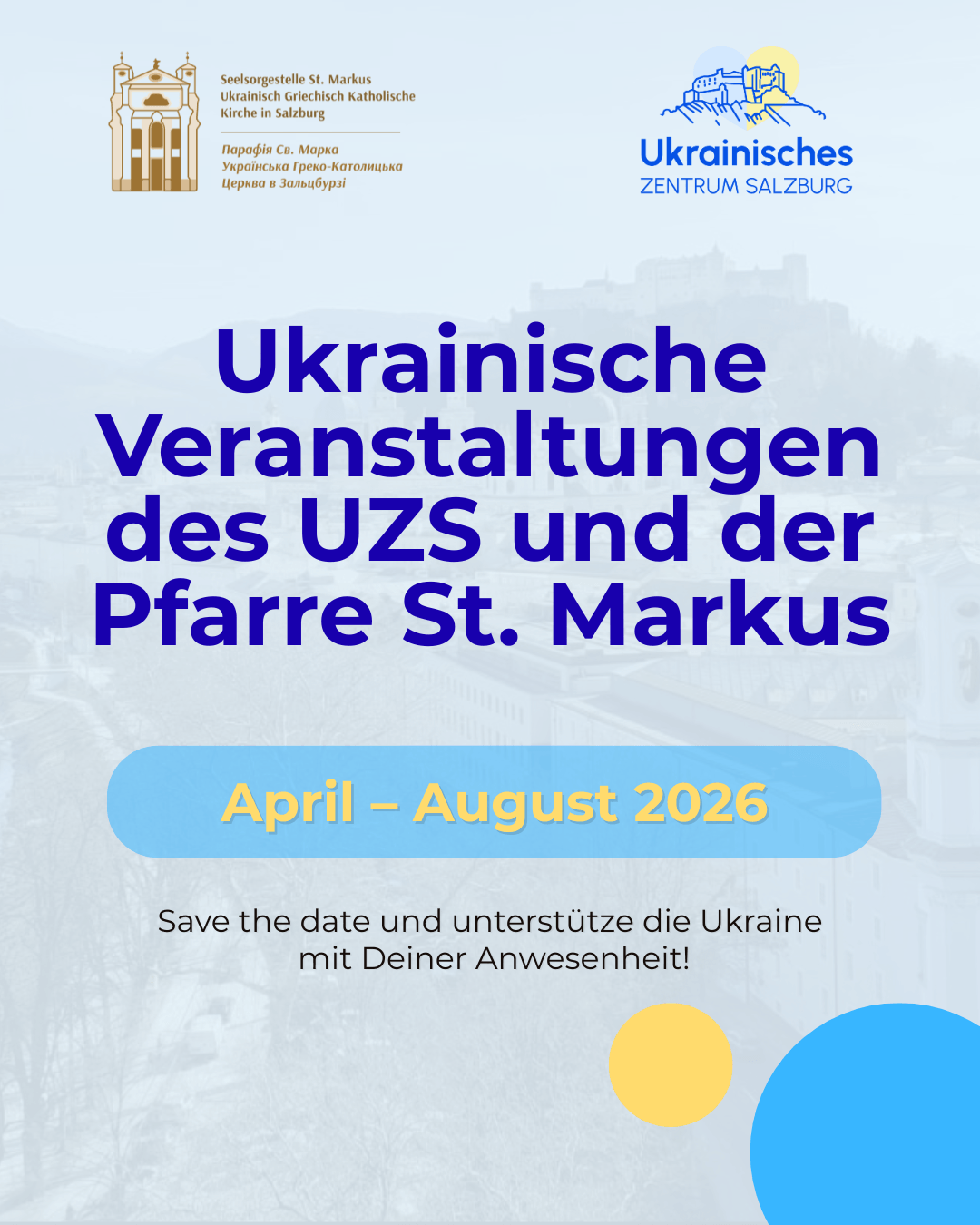 Ankündigung von Veranstaltungen von April